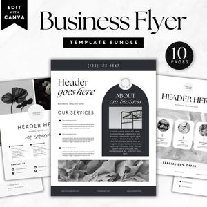 Business Flyer Bundle Canva Template, One Page Marketing Flyer, Editable Printable Services, Small Business Templates, Canva Flyer Design