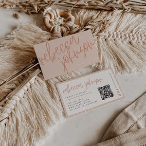 Boho Business Card Canva Template, DIY Printable Business Card, QR Code Business Card, Business Branding, Neutral Business Card - Honey
