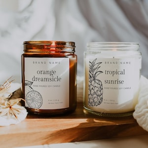 Candle Label Template, Editable Candle Labels, Fruit Scent Candle Label, Pre designed Modern Candle Label Template, Instant Download - Jamie