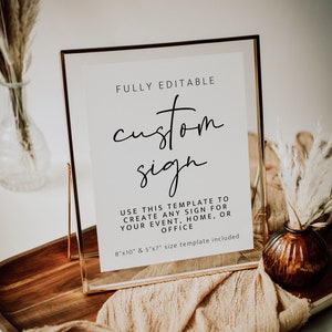 Customizable Sign Template, Printable Sign 8x10, DIY Editable Sign ...