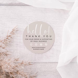 Small Business Thank You Sticker Template Canva, Business Packaging Editable Round Tissue Seal, Business Branding Label Package Seal - Adele