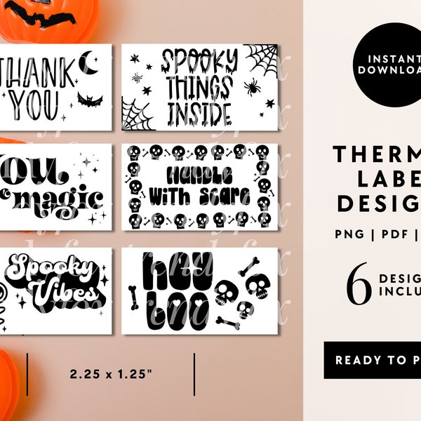 Halloween Thermal Labels Bundle, Small Business Thank You Sticker PNG, 2.25x1.25" Sticker Thermal Printer File PNG, Instant Download PNG