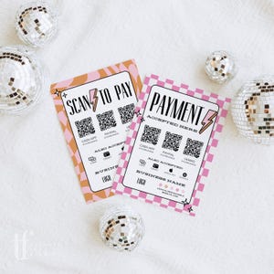 Colorful Scan to Pay Sign, 3 QR Code Sign Canva Template, Cute Fun Printable Payment Sign, Editable Accepted Payments CashApp Venmo - Brooks
