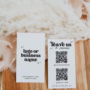QR Code Leave Us A Review Us Business Card Canva Template, DIY Google Facebook Scannable Business Thank You Card 2x3.5" Like & Connect -Dani