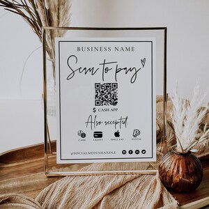 Afdrukbaar betalingsbord, QR-codebordsjabloon, Scan-to-Pay-bord, bord geaccepteerde betalingen, CashApp Paypal-bord Aanpasbare QR-code "Skye"