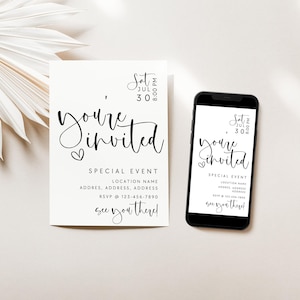 Modern Business Invitation Template, Special Event Invitation, Digital You're Invited, Electronic Invitation, Text Invitation Canva, Adele