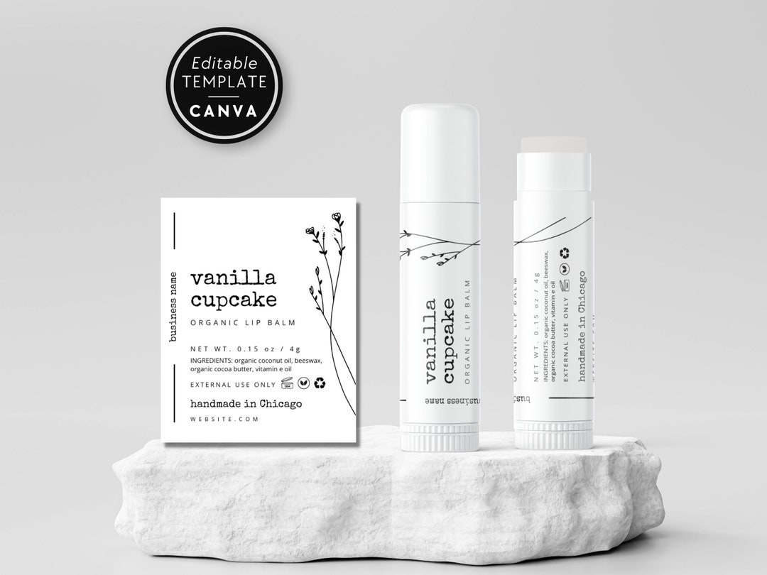 Lip Balm Label Canva Template, Editable Lip Product Label, Custom Lip