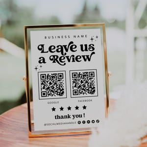 Solicitar revisión Plantilla de signo de código QR Canva, Signo de revisión de Google, Revisión de Facebook, Solicitud de revisión comercial, Solicitud de compra de revisión - Dani