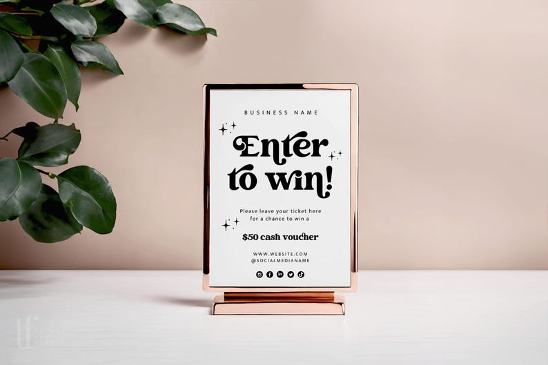 Modern Raffle Sign Retro Raffle Sign Canva Template, Groovy Enter to Win Poster, Pop-up ...