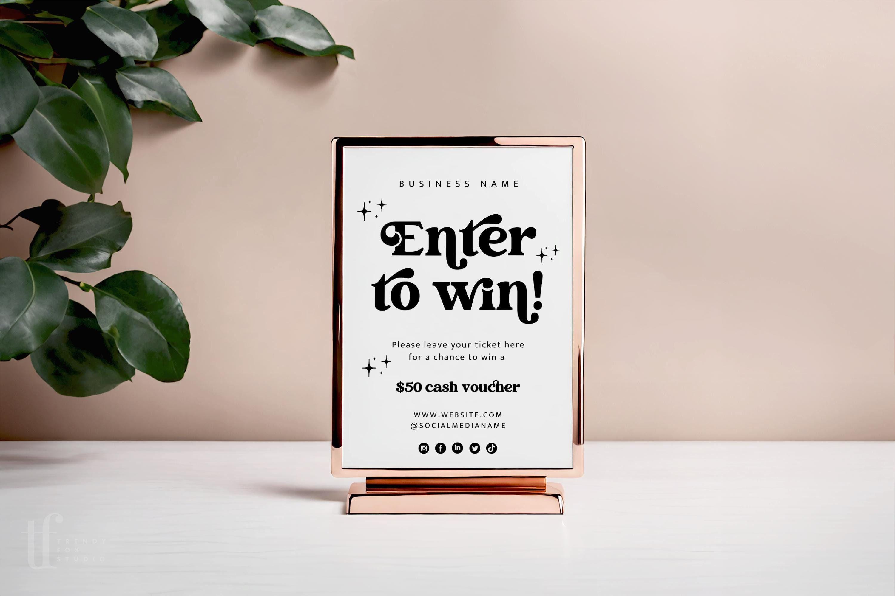 Name Raffle Sign Retro Raffle Sign Canva Template, Groovy Enter to Win Poster, Pop-up ...