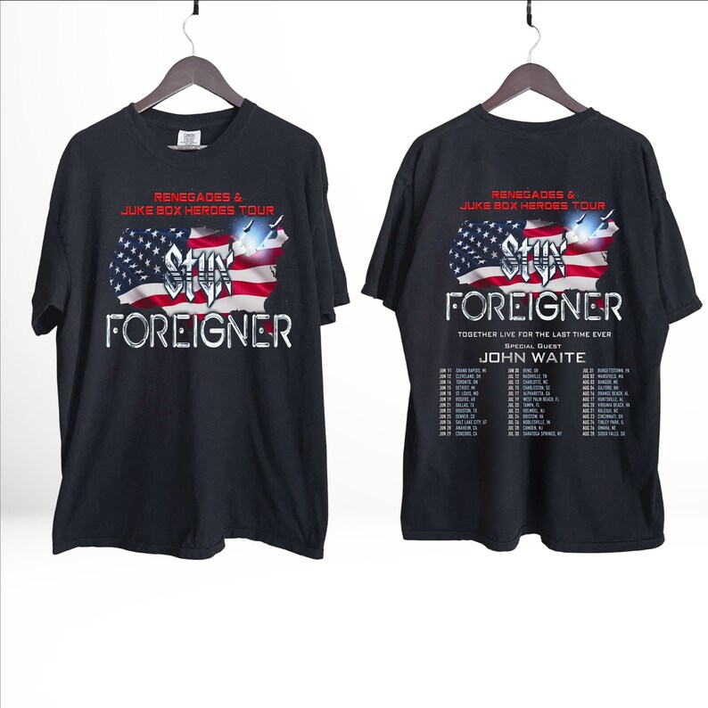 Foreigner 2024 Tour Shirt, Styx 2024 Tour Sweatshirt, Foreigner and