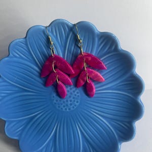 Pink Marble Polymer Clay Dangle Earrings | One of a kind earrings! 1