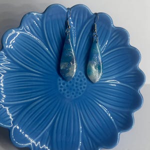Blue Marble Polymer Clay Earrings | One of a kind earrings Etsy Exclusive 2