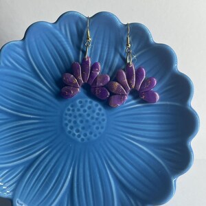 Purple Marble Polymer Clay Dangle Earrings| One of a Kind Etsy Exclusive 1