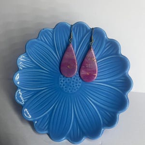 Purple Marble Polymer Clay Earrings