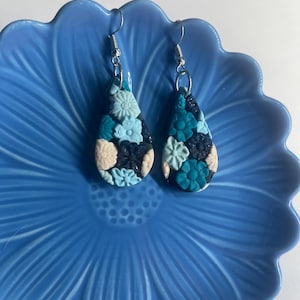 Blue Flower Polymer Clay Earrings | One of a kind Etsy Exclusive 2