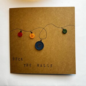Cartões de Natal Saudações botões artesanais deck the halls feliz natal