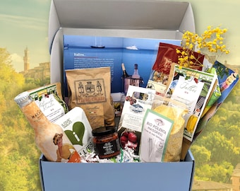 Caja Italia Gustoso - caja de cocina - caja gourmet - recetas, información e ingredientes auténticos - regalo creativo para amantes de la cocina y fanáticos de Italia