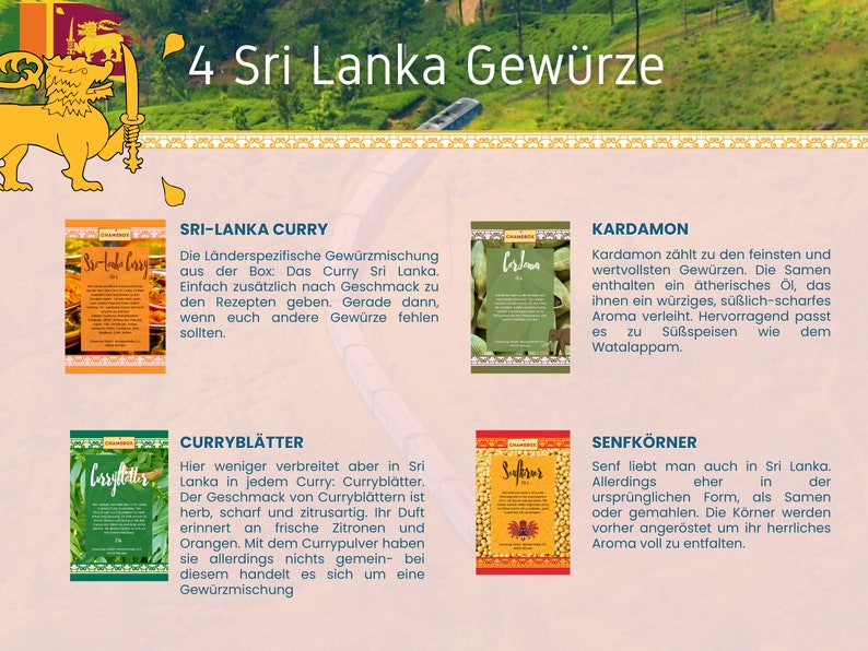 Sri Lanka Box Gewürzreise Gewürzbox mit Rezeptbooklet und Infoheft Kochbox Weihnachtsgeschenk für Kochliebhaber, Familien & Reisefans Bild 2