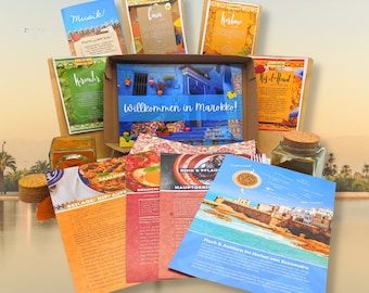 Morocco Box Spice Travel - Kruidendoos met recepten - Kookdoos - Gepersonaliseerd kerstcadeau voor kookliefhebbers, gezinnen en reisfans