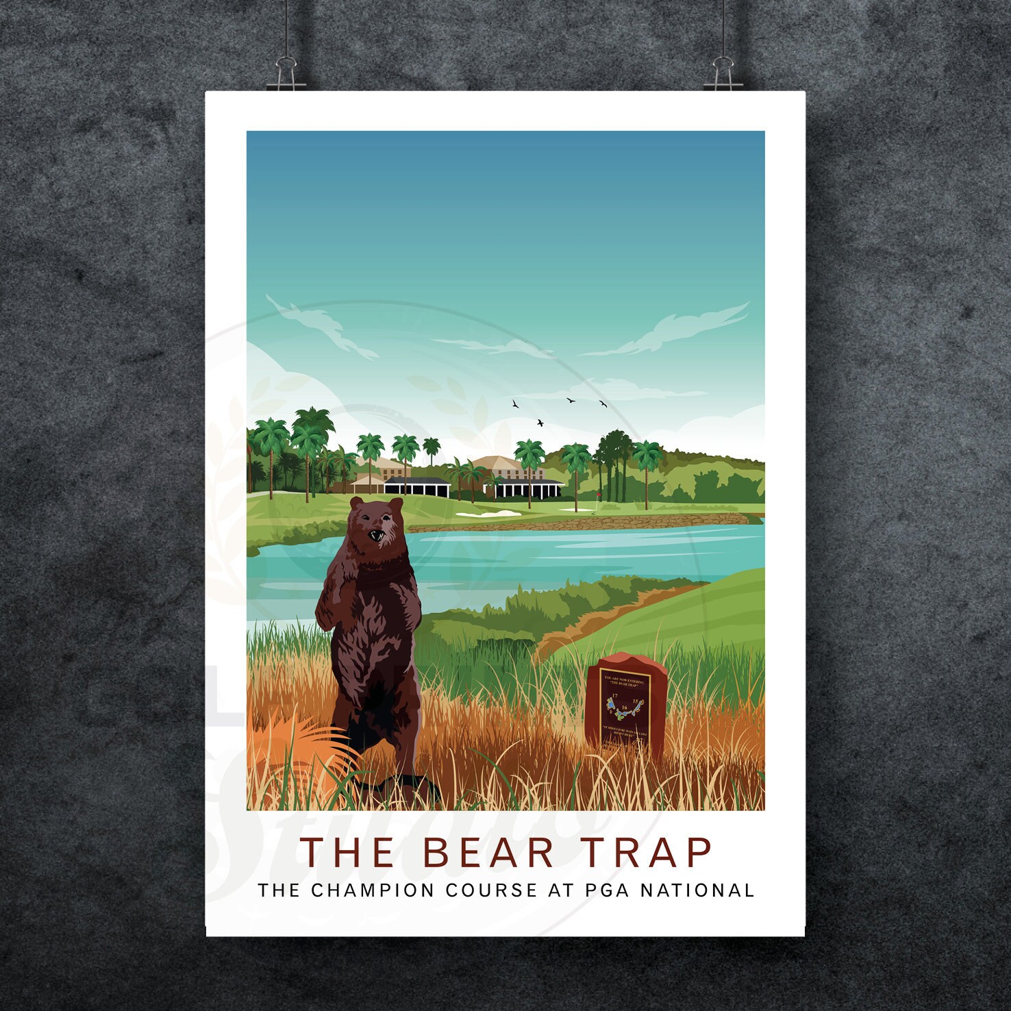 PGA TOUR ゴルフタペストリー The Bear Trap Golf Print, PGA National Champion Course Travel