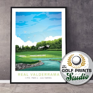 Real Valderrama Course Golf Club Spain 17th Hole Travel Poster Spanish Travel Print Golf Gift