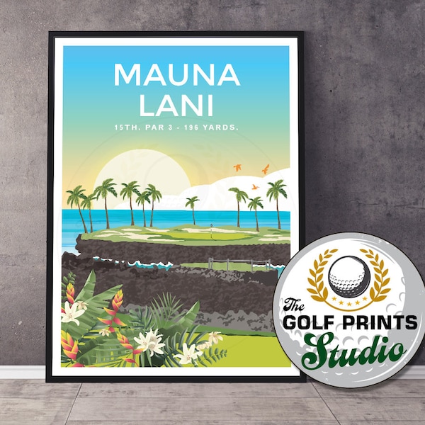 Mauna Lani South Course Hawaiian Hawaii Travel Art Poster Tropical Print PGA Golf Poster Golf Gift Art Print Cadeau voor mama papa golfer zoon