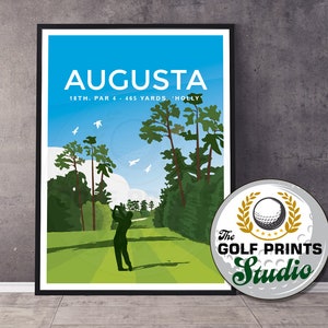 Augusta National Golf Club 18th Hole Travel Poster Print Gift for Golfer Golf Christmas Gift for Mum or Dad Sports Print Living Room Art