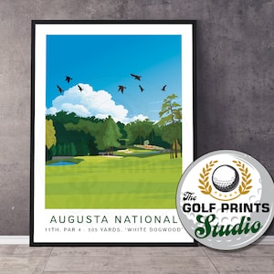 Augusta National Golf Club 11th Hole Amen Corner Travel Poster Print Gift for Golfer Golf Art Print Gift for Mum or Dad Living Room Art