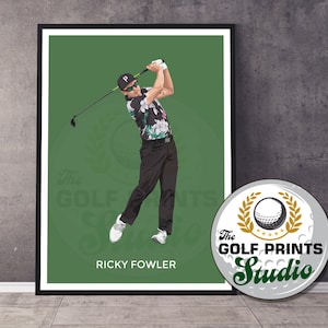Ricky Fowler Golf Art Print Poster Golf Wall Art Gift for Golfer Golf Illustration Poster Print
