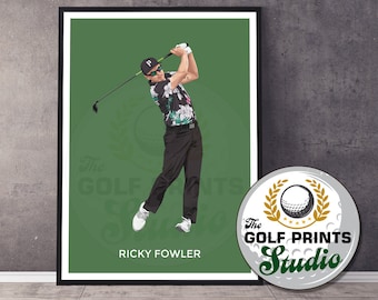 Ricky Fowler Golf Art Print Poster Golf Wall Art Gift for Golfer Golf Illustration Poster Print