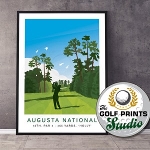 Augusta National Golf Club 18th Hole Travel Poster Print Gift for Golfer Golf Christmas Gift for Mum or Dad Sports Print Living Room Art