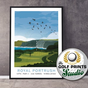 Royal Portrush Golf Club Poster Art Print 10th Hole Travel Poster Northern Ireland Irish Gift for Golfer Gift for Sister Rory Mcilroy
