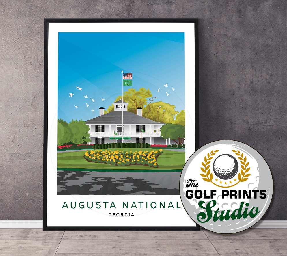 Augusta National Golf Club Georgia US Masters Golf Travel Poster Print Christmas Gift for Golfer Golf Art Print Mum Dad Son Living Room Art