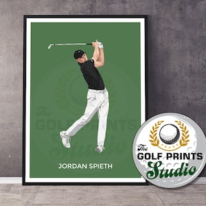 Jordan Spieth Golf Art Print Poster Golf Wall Art Gift for Golfer Golf Illustration Poster Print
