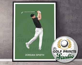 Jordan Spieth Golf Art Print Poster Golf Wall Art Gift for Golfer Golf Illustration Poster Print