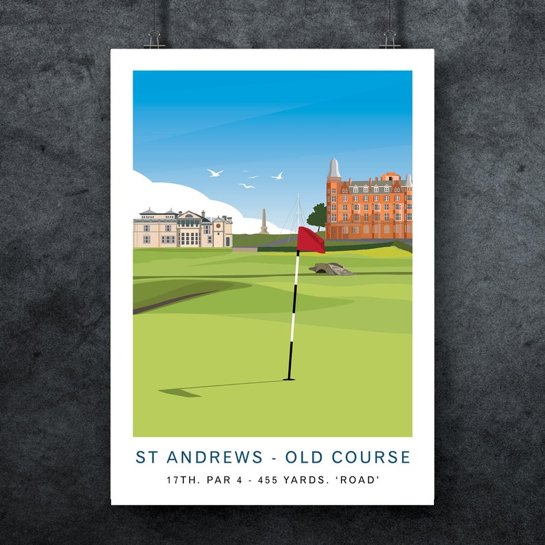 St Andrews Old Course 17th Hole Art Print, Scotland Golf Gift - Etsy