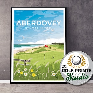 Aberdovey Golf Course Wales Travel Art Poster UK Snowdonia National Park Golf Print Golf Gift Art Print Golf Gift for Him Mum Dad Golfer Son