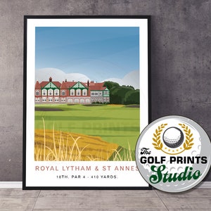 Royal Lytham & St Annes 18th Hole The Golf Open Championship Poster da viaggio Stampa regalo per golfista Stampa artistica Regalo per mamma o papà Soggiorno