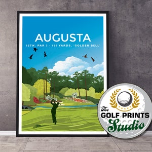 Augusta National Golf Club 12th Hole Amen Corner Travel Poster Print Gift for Golfer Golf Art Print Gift for Mum or Dad Living Room Art