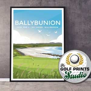 Ballybunion Golf Club 10th Hole County Kerry Ireland Wild Atlantic Way Travel Poster Irish Golf Print Open Golf Gift for Man Cave Home Bar