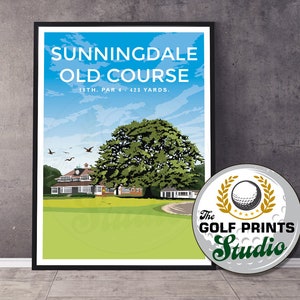 Sunningdale Old Course Golf Poster Print England Berkshire Golf Travel Print Wall Art Poster Print 18th Hole Golf Gift Dad Son Wife Golfer