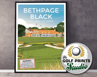 Bethpage Black 18th Hole Golf Art Print, Long Island Travel Poster