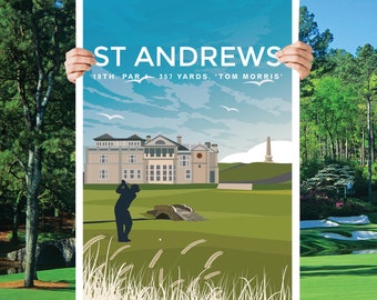 セントアンドリュース ゴルフコース　ポスター セントアンドリュースオールドコースゴルフクラブ17番ホール
