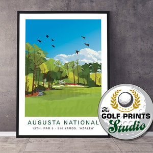 Augusta National Golf Club, 13e trou Amen Corner, impression d&#39;affiche de voyage, cadeau pour golfeur, impression d&#39;art de golf, cadeau pour maman ou papa, décoration de salon