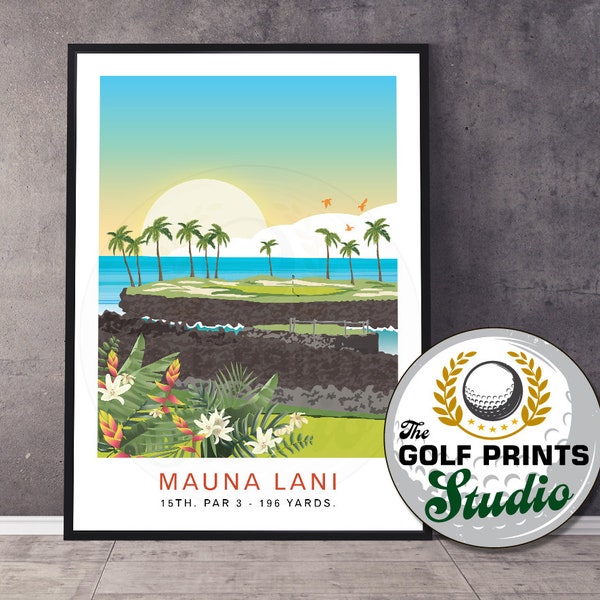 Mauna Lani South Course Hawaiian Hawaii Travel Art Poster tropische print PGA Golf Poster Golf Gift Art Print Cadeau voor moeder vader golfer zoon
