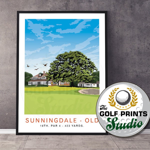 Sunningdale Old Course Golf Poster Print England Berkshire Golf Travel Print Wall Art Poster Print 18th Hole Golf Gift Dad Son Wife Golfer