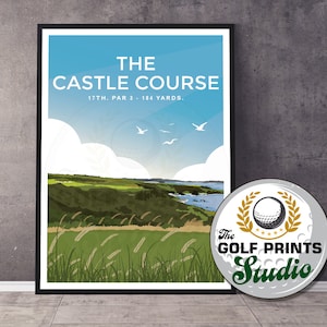 The Castle Course Golf Club St Andrews 17th Hole Golfer Gift Travel Art Poster Scozia Stampa scozzese Regalo per lui Figlio Open Golf Regalo papà