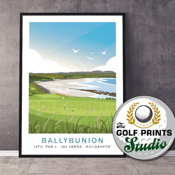 Ballybunion Golf Club 10th Hole County Kerry Irlande Wild Atlantic Way affiche de voyage Golf irlandais impression Open Golf Cadeau pour homme des cavernes Bar