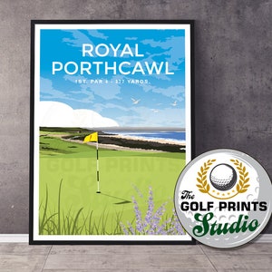 Royal Porthcawl Golf Club Wales Welsh Travel Poster Golf Gift for Men Women Son Art Print Golf Christmas Gifts for Golfer Bristol Channel